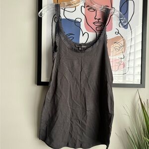 Victoria's Secret Grey Lace Trim Tank Top